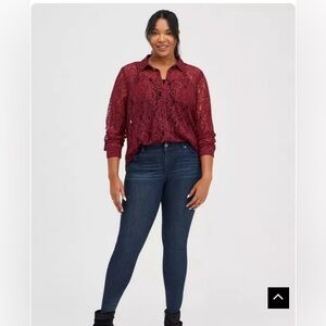 Torrid  Madison lace long sleeve shirt